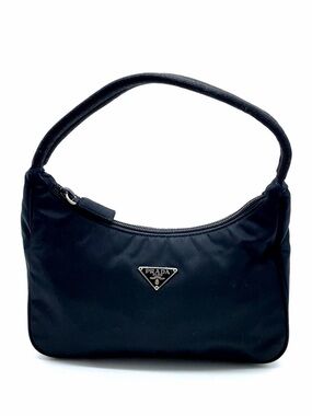 Prada Black Nylon Shoulder Bag with Triangle Logo Plate